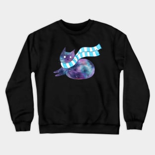 Galaxy Cat with Scarf Crewneck Sweatshirt